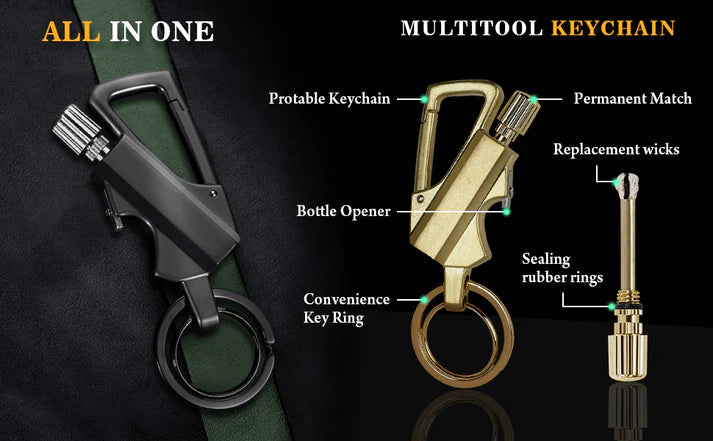 🔥Hot Sale 49% OFF🔥Permanent Match Infinity Lighter with Multitool Keychain Bottle Opener