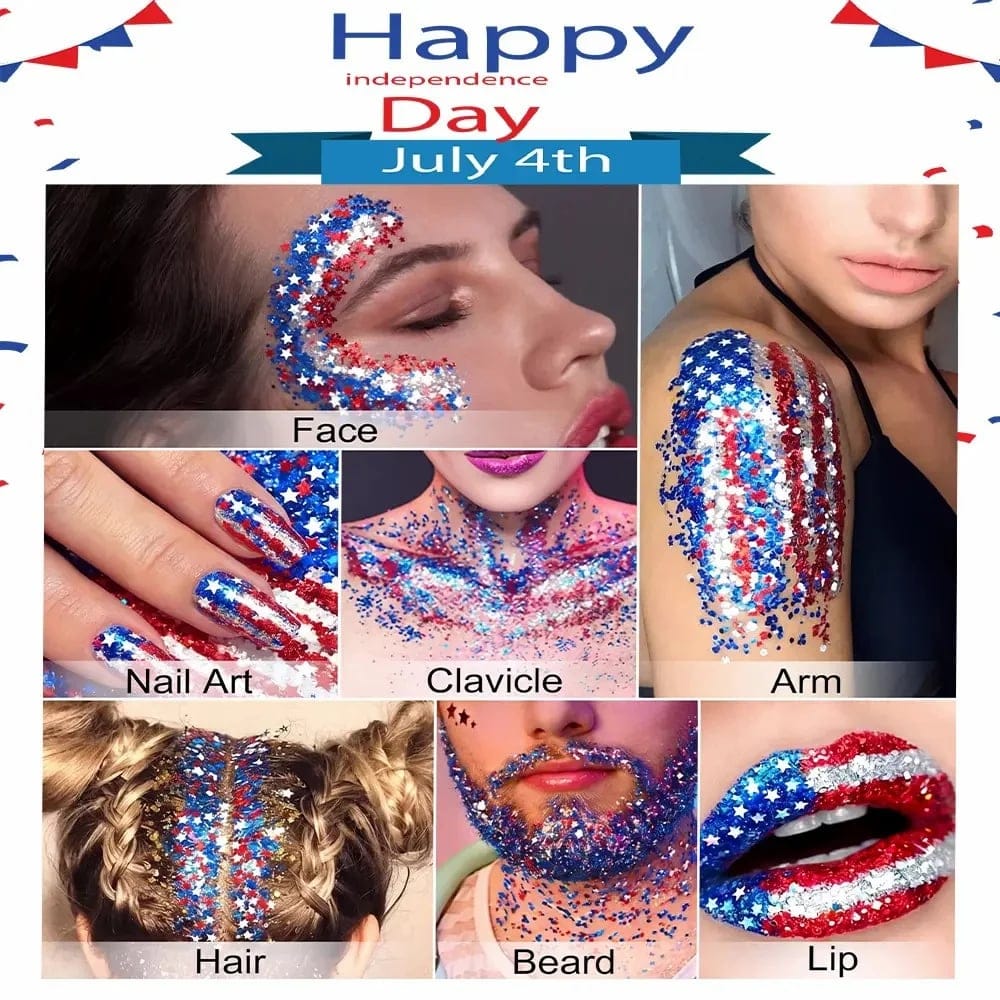 🎉 4th of July Glitter Stick – Red, White & Blue Body & Hair Sparkle 1