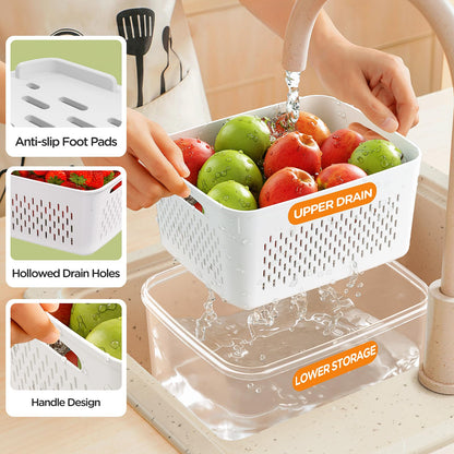 4-in-1 Produce Storage Containers (3-Pack Set) | Wash • Drain • Store • Keep Fresh