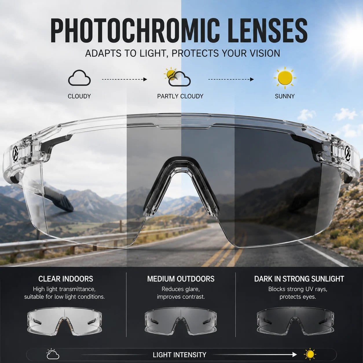 ☀️🕶️UV400 Photochromic Polarized Safety Glasses – 🥇Intelligent Eyewear That Adapts To Your Environment
