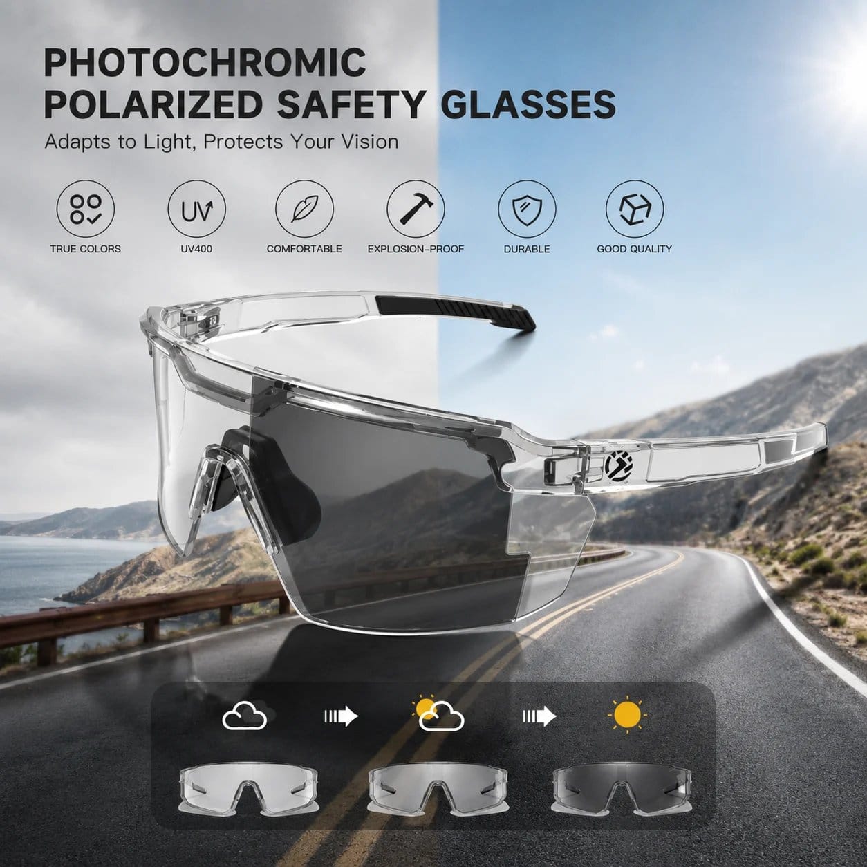 ☀️🕶️UV400 Photochromic Polarized Safety Glasses – 🥇Intelligent Eyewear That Adapts To Your Environment