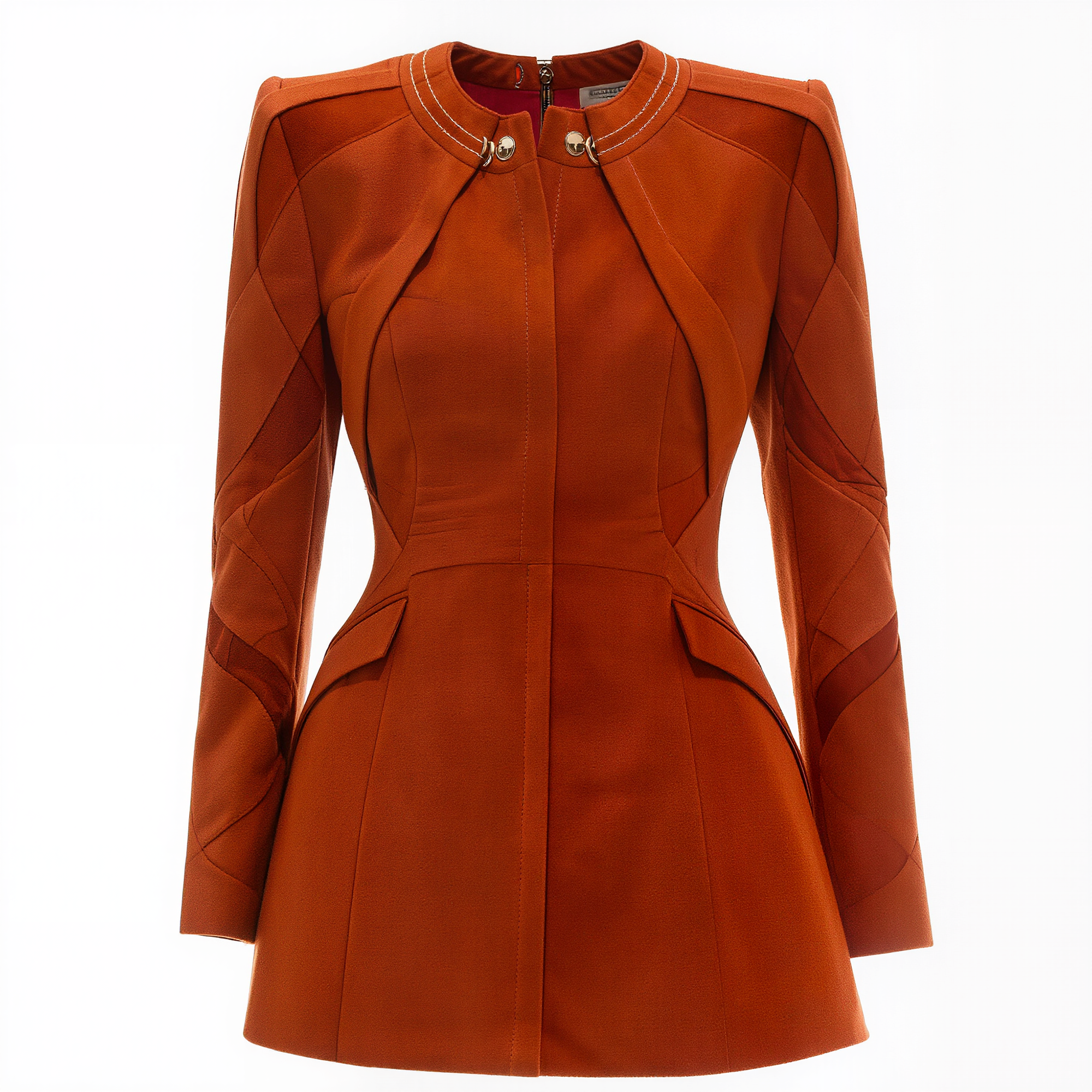 Burnt Orange Sculptural Peplum Jacket