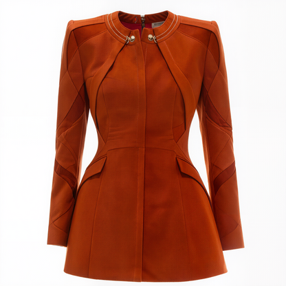 Burnt Orange Sculptural Peplum Jacket