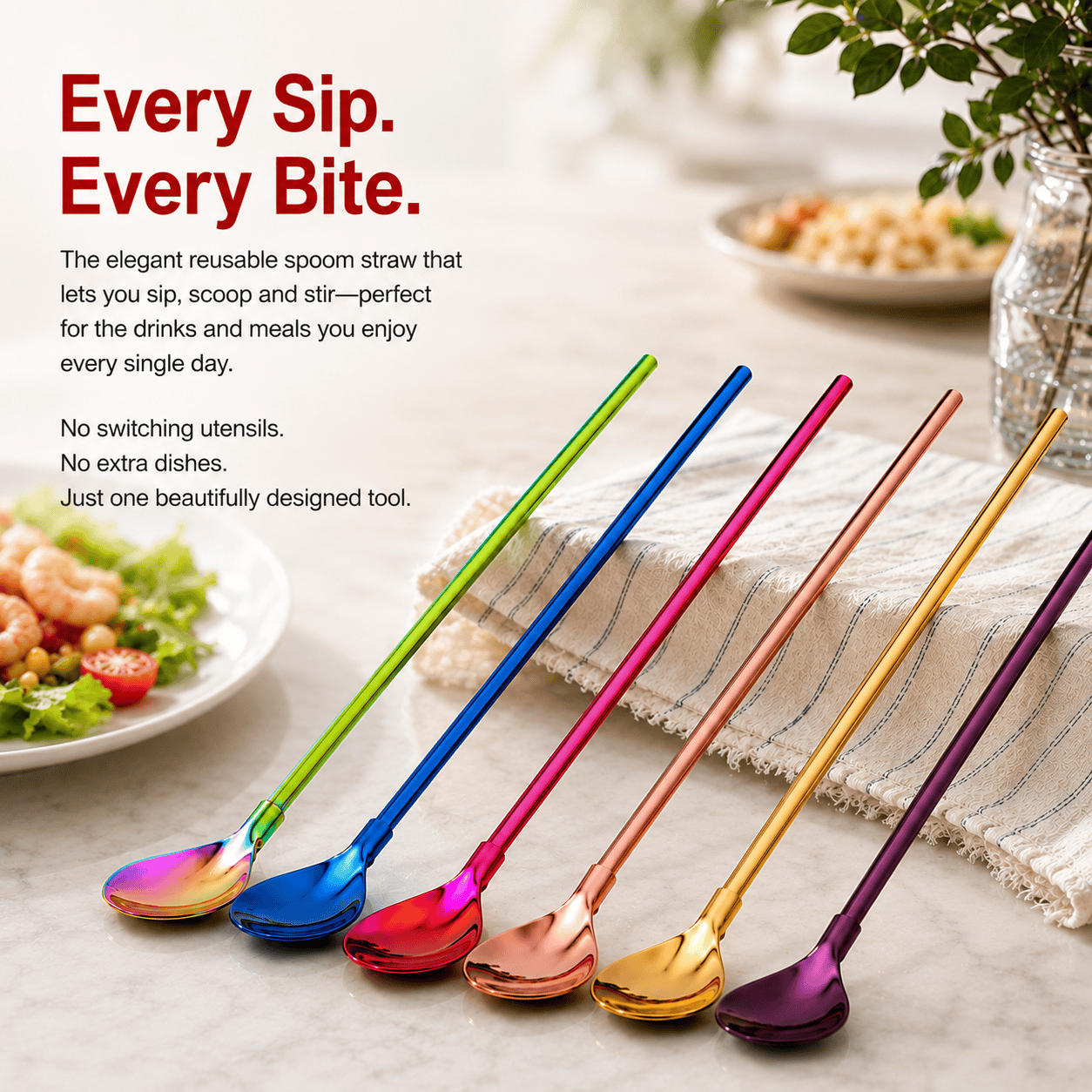 2-in-1 Stainless Steel Spoon Straw🥂Buy One, Share One,🎉 BUY 1 GET 1 FREE