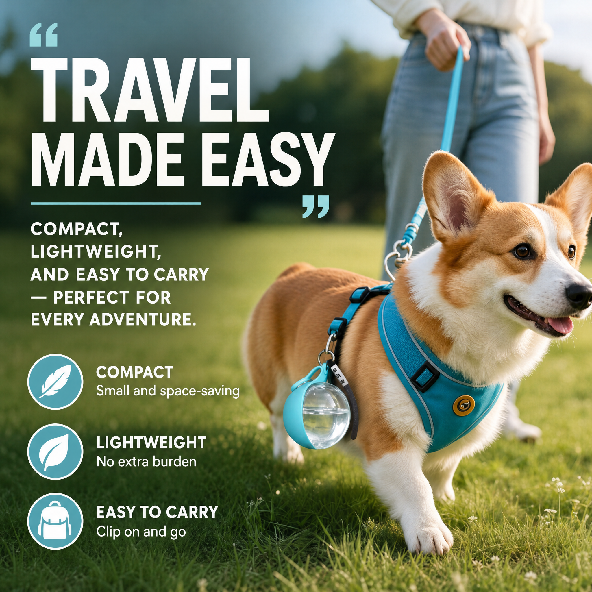 Portable Dog Water Bottle With Foldable Bowl