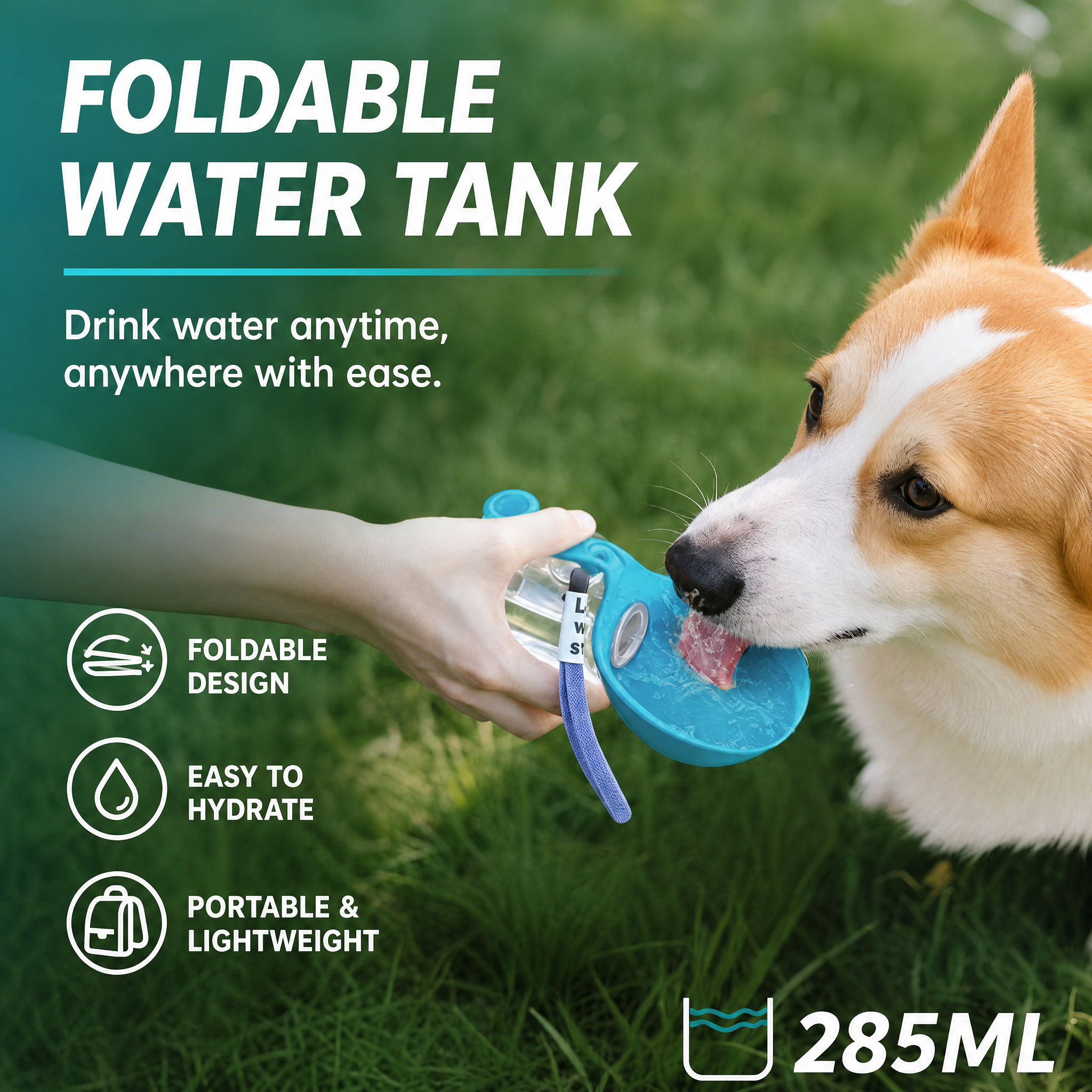 Portable Dog Water Bottle With Foldable Bowl