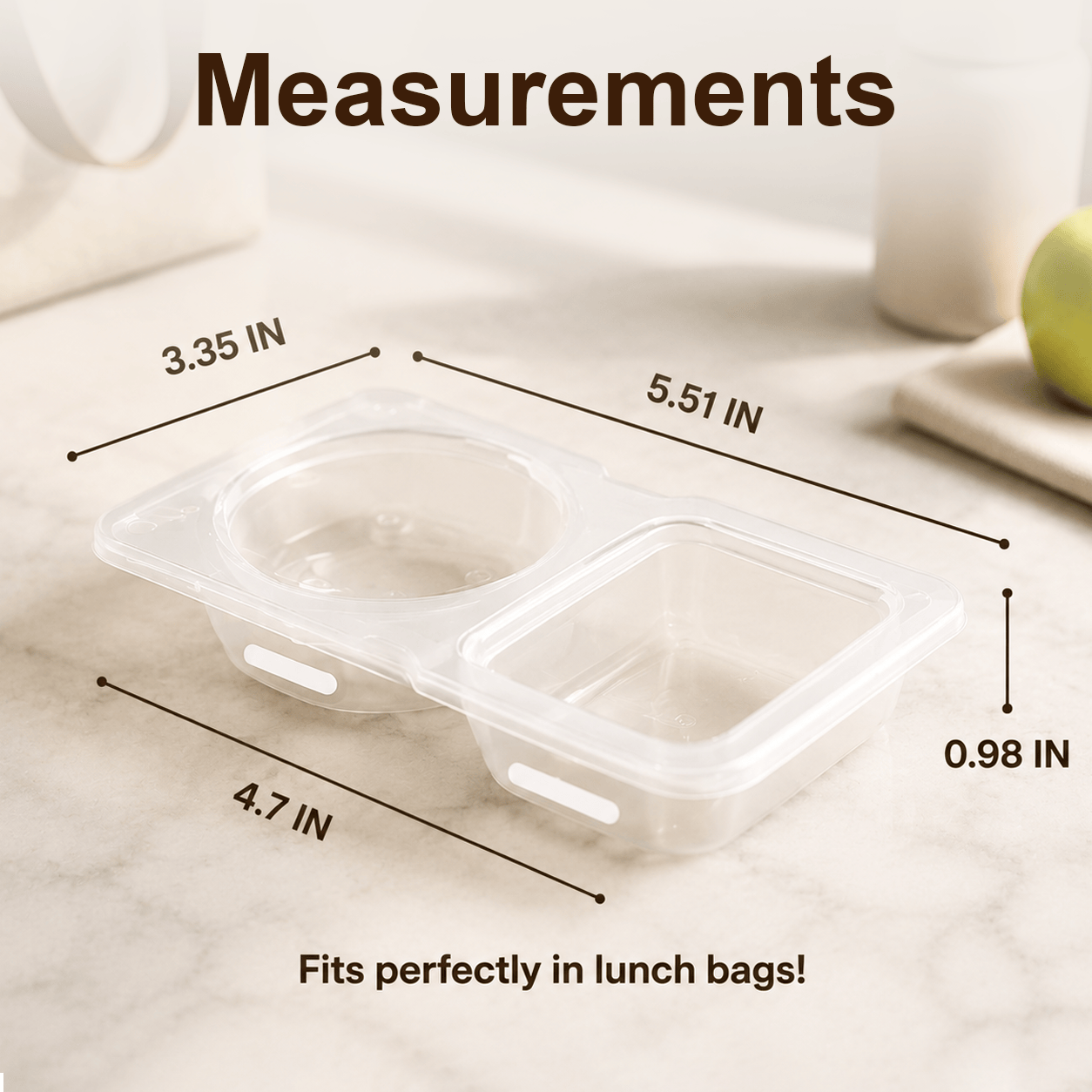 2-Compartment Disposable Snack Containers