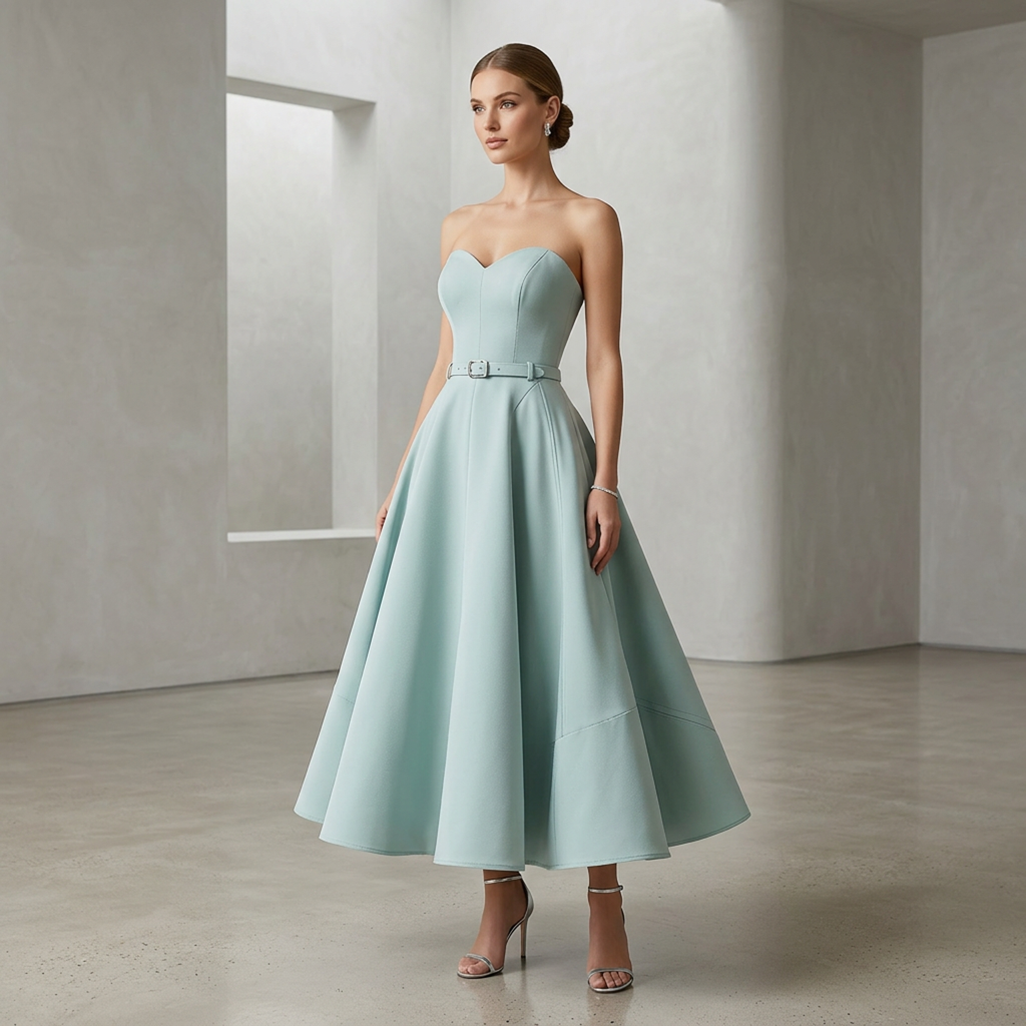 Mint Strapless Sweetheart Fit-and-Flare Dress