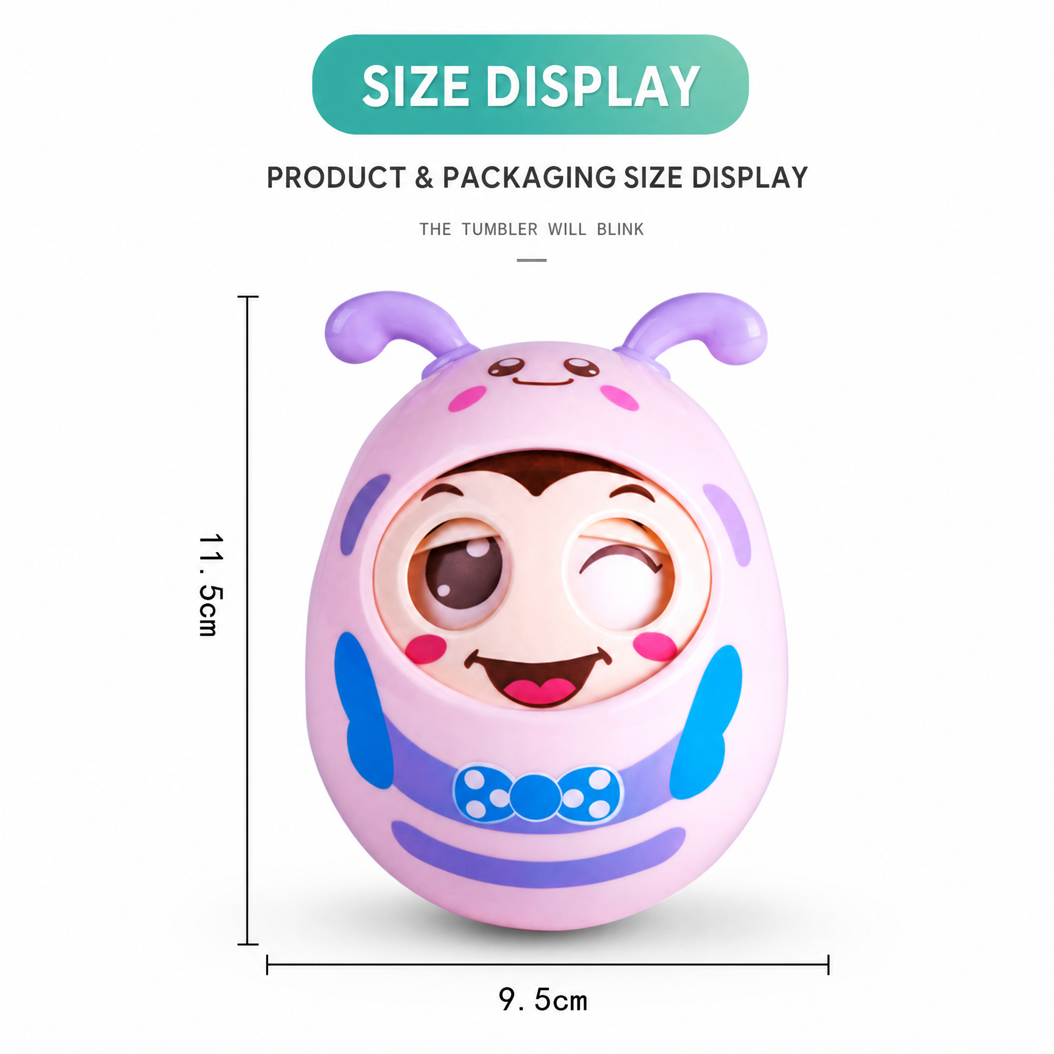 Roly Poly Baby Toy Soothing Tinkling Winking Early Educational Teething Tool