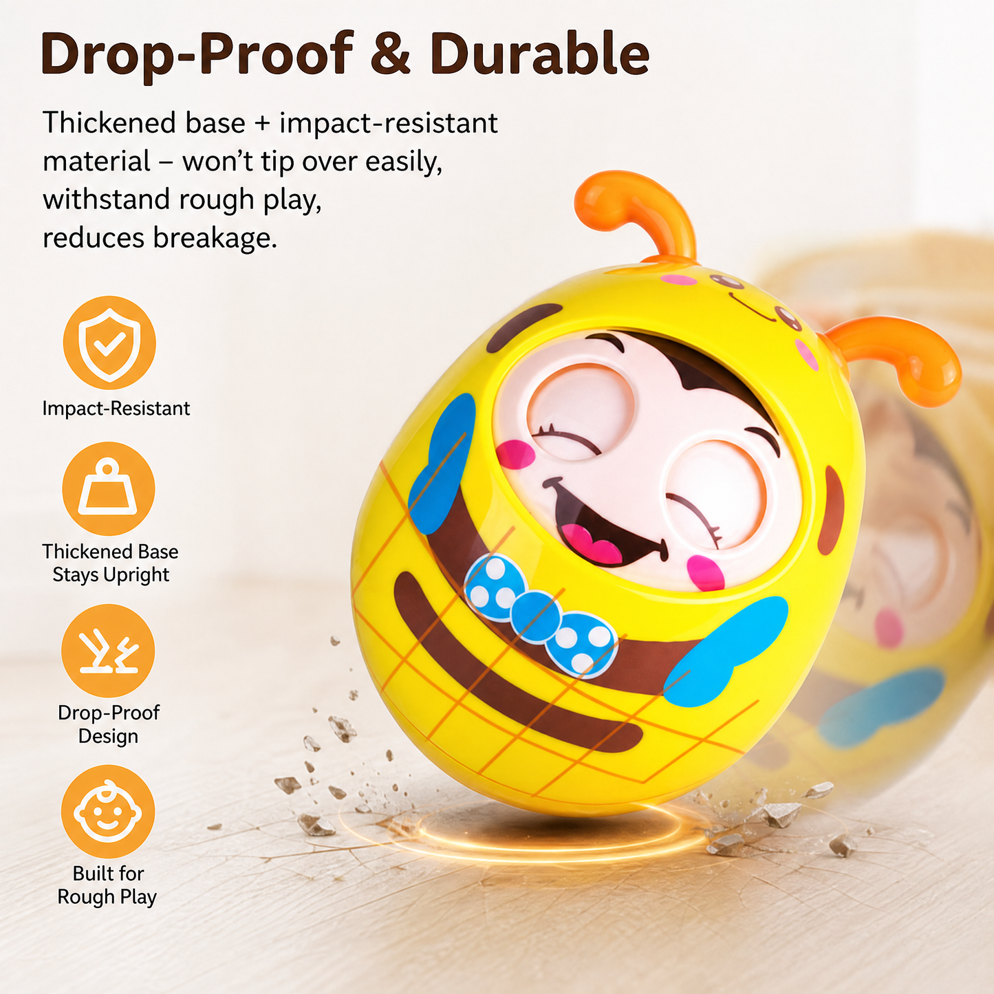 Roly Poly Baby Toy Soothing Tinkling Winking Early Educational Teething Tool