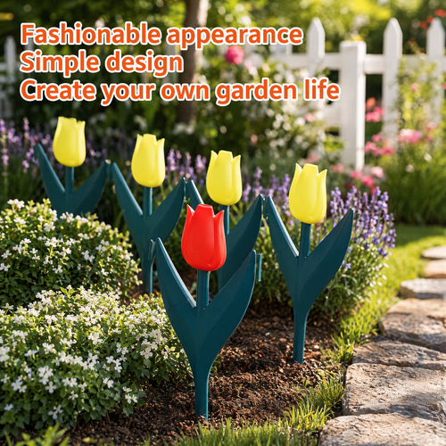 🌷 Artificial Tulip Flower Fence | Decorative Garden Border