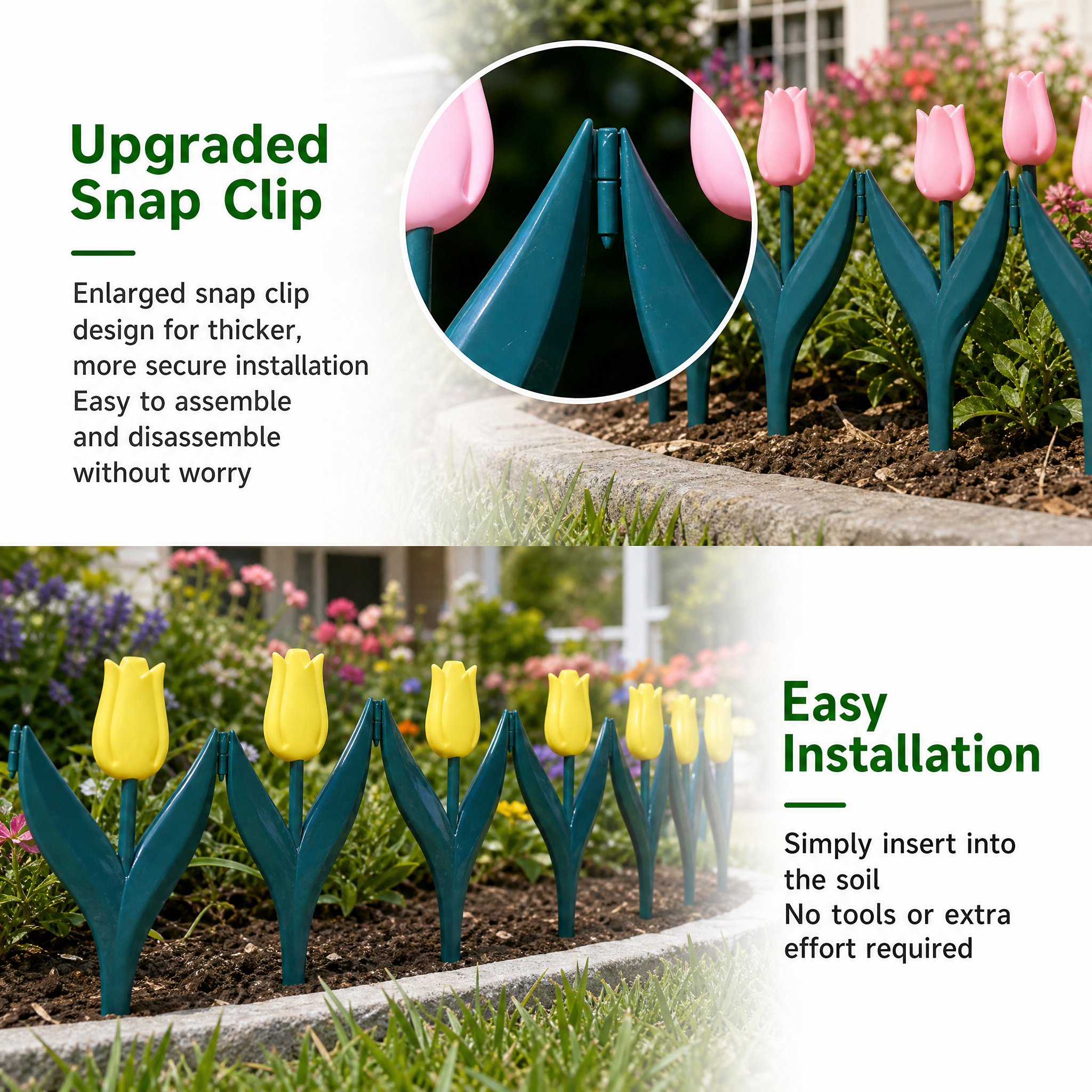 🌷 Artificial Tulip Flower Fence | Decorative Garden Border