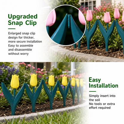 🌷 Artificial Tulip Flower Fence | Decorative Garden Border