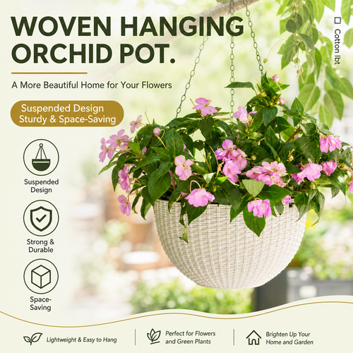 Limited-Time Deal | 15-Day Self-Watering Woven Hanging Planter
