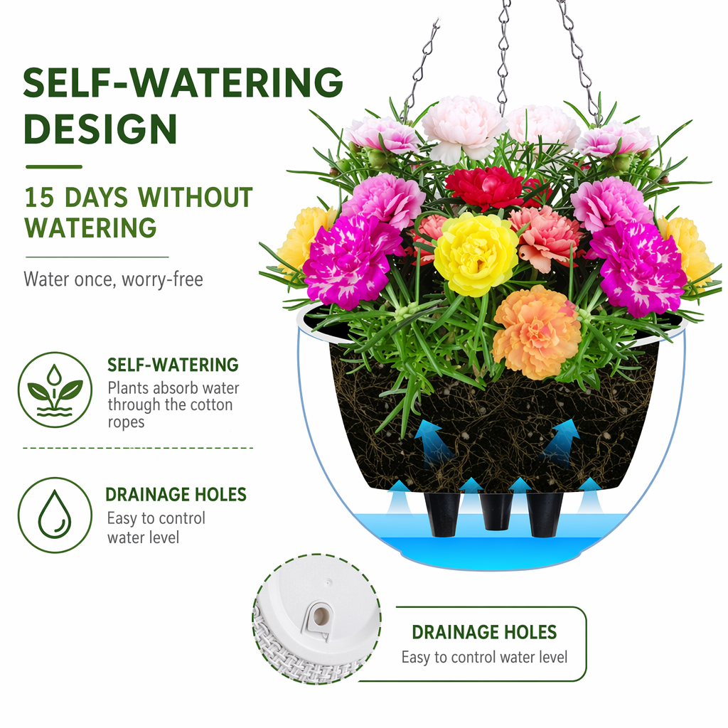 Limited-Time Deal | 15-Day Self-Watering Woven Hanging Planter
