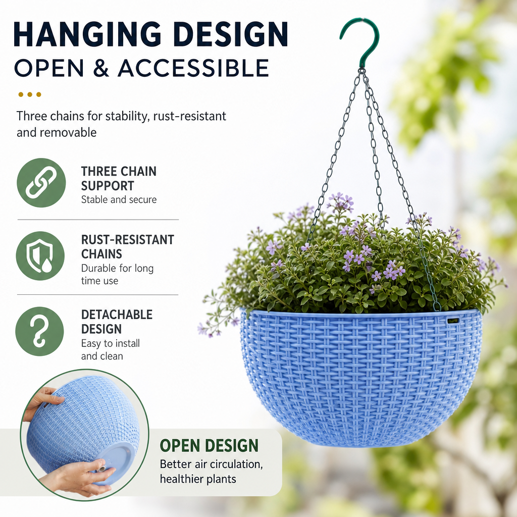 Limited-Time Deal | 15-Day Self-Watering Woven Hanging Planter