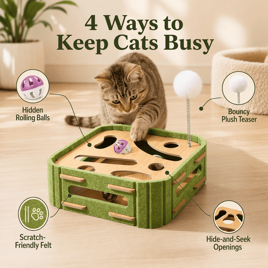 🔥 50% OFF 🐱 Interactive Cat Hide-and-Seek Toy Box with Felt Scratcher