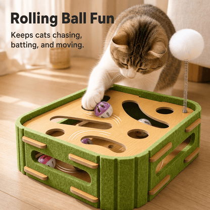 🔥 50% OFF 🐱 Interactive Cat Hide-and-Seek Toy Box with Felt Scratcher