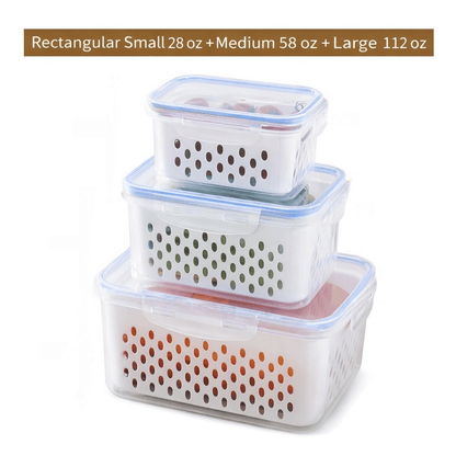 4-in-1 Produce Storage Containers (3-Pack Set) | Wash • Drain • Store • Keep Fresh