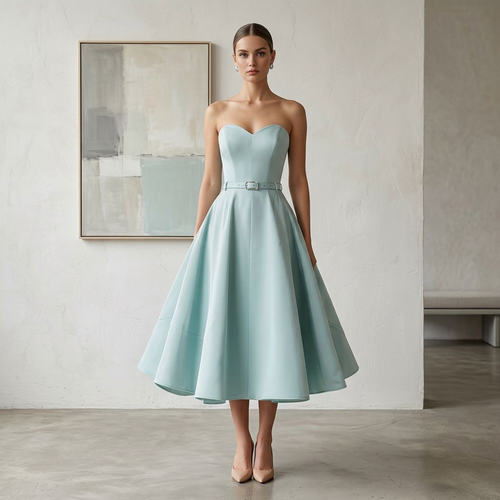 Mint Strapless Sweetheart Fit-and-Flare Dress