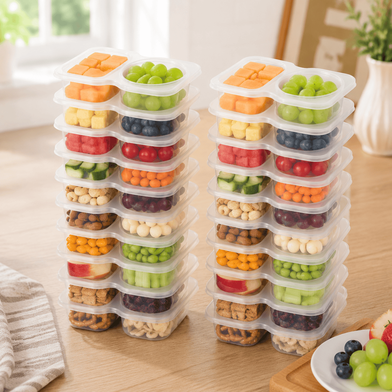 2-Compartment Disposable Snack Containers
