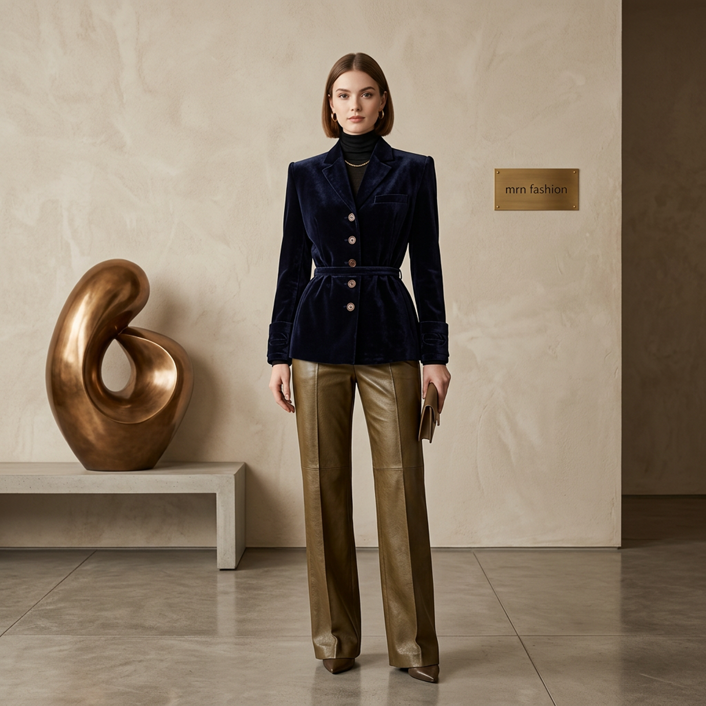 Vintage-Inspired Navy Velvet Peplum Blazer