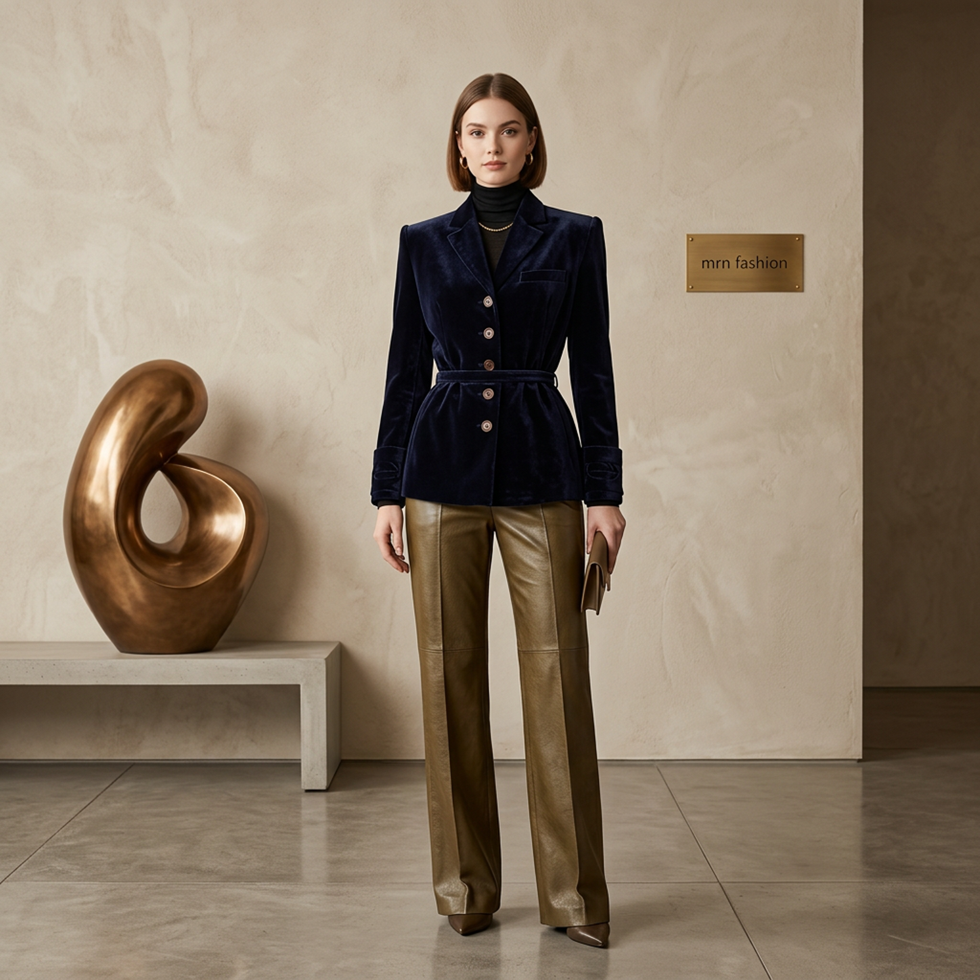 Vintage-Inspired Navy Velvet Peplum Blazer