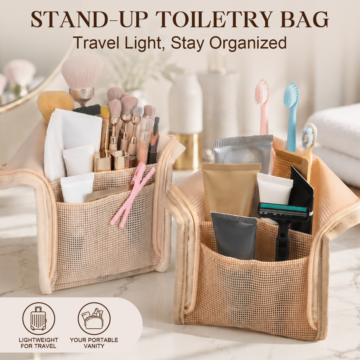 ⏰ Limited-Time Deal | Portable Stand-Up Makeup & Toiletry Organizer Bag