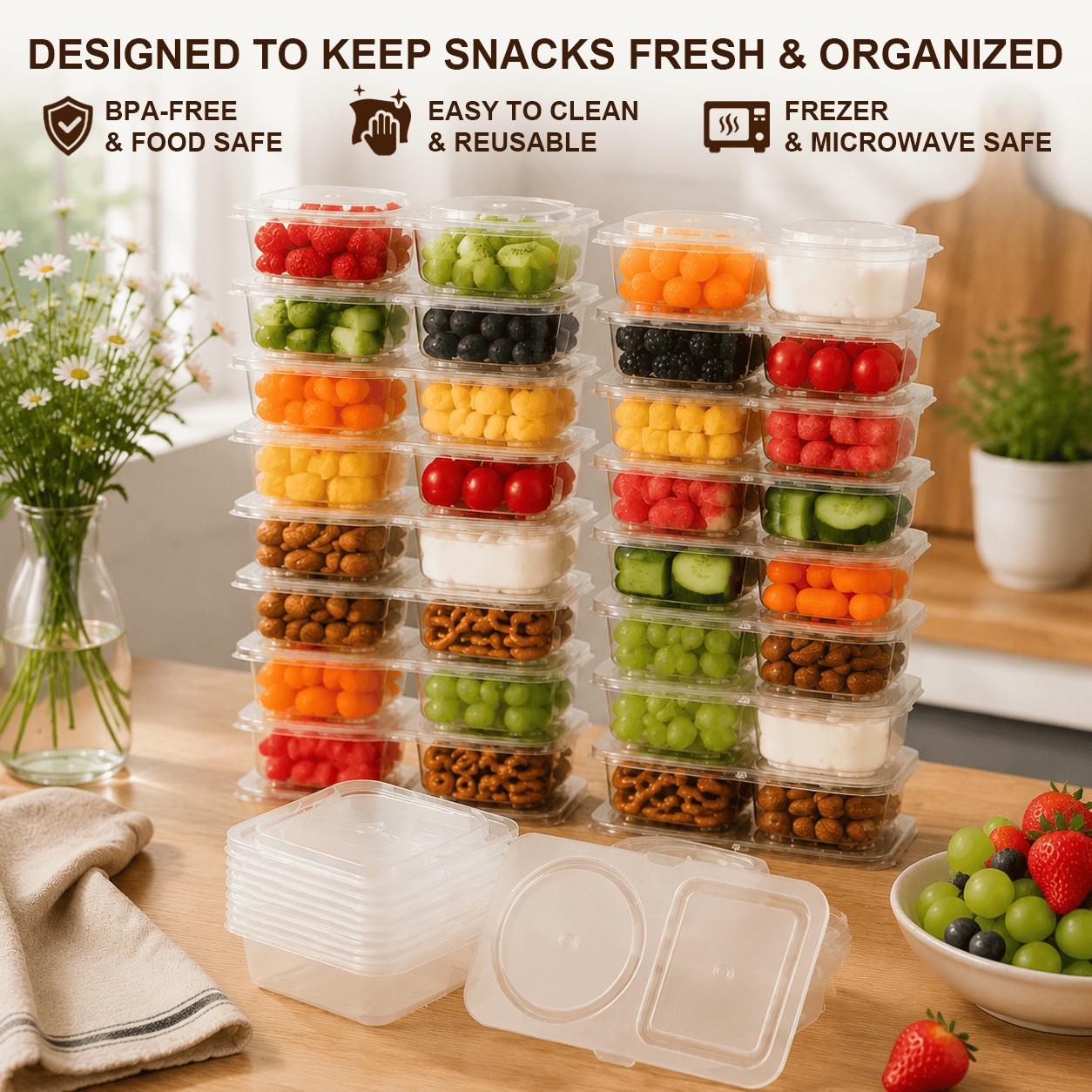 2-Compartment Disposable Snack Containers