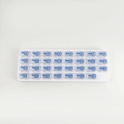 💊Monthly Pill Organizer with Lid - Arthritis-Friendly Easy-Open Lids 31 Removable Daily Pill Pods Date Reminder & Travel Case for Vitamins & Medications