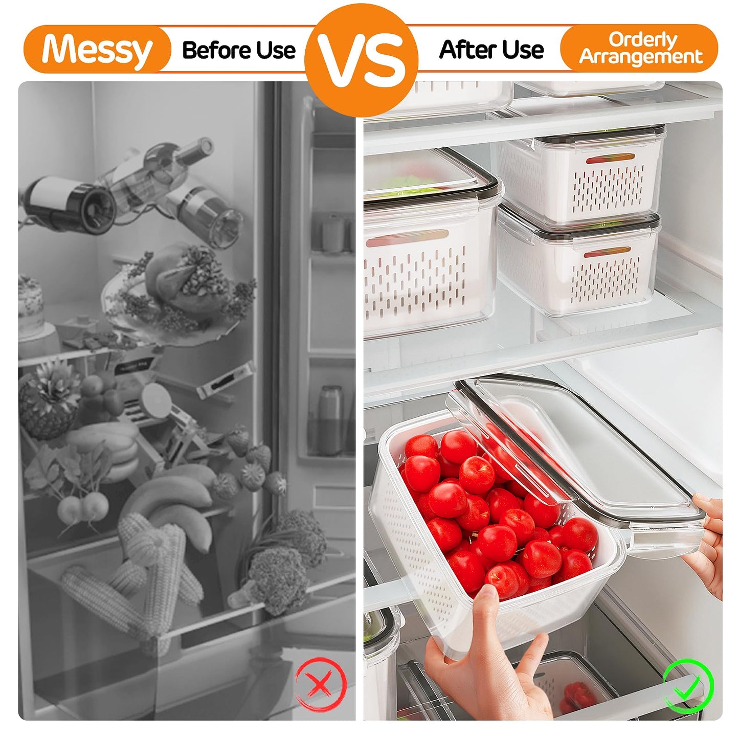 4-in-1 Produce Storage Containers (3-Pack Set) | Wash • Drain • Store • Keep Fresh