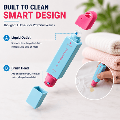 Portable Instant Stain Remover Pen for Clothes, Travel-Friendly Spot Cleaner with Built-in Brush Applicator, Quick Treatment for Coffee, Wine, Sauce, Makeup & Everyday Fabric Stains