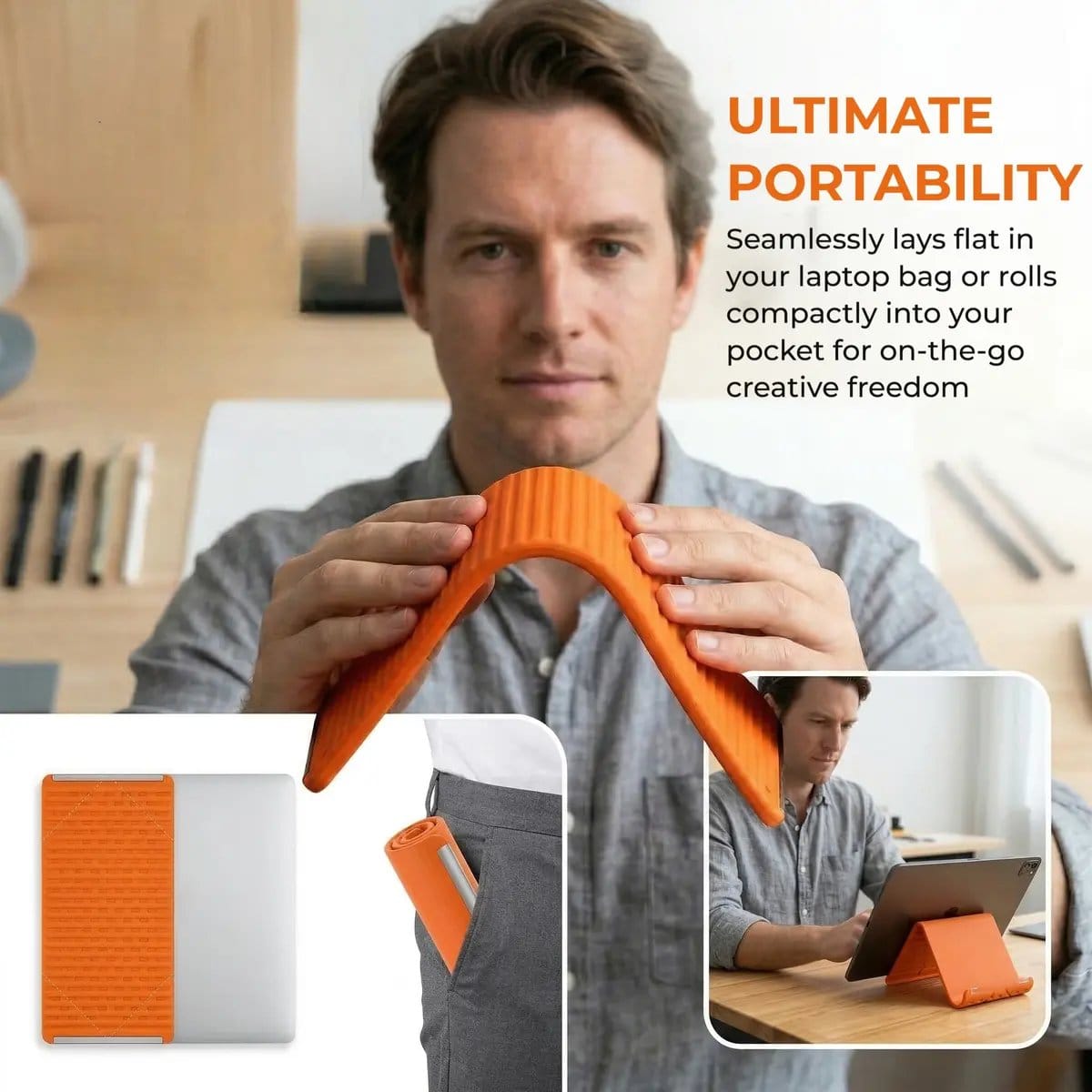 Flexible silicon Phone holder stand, Bendable Rollable Foldable Design