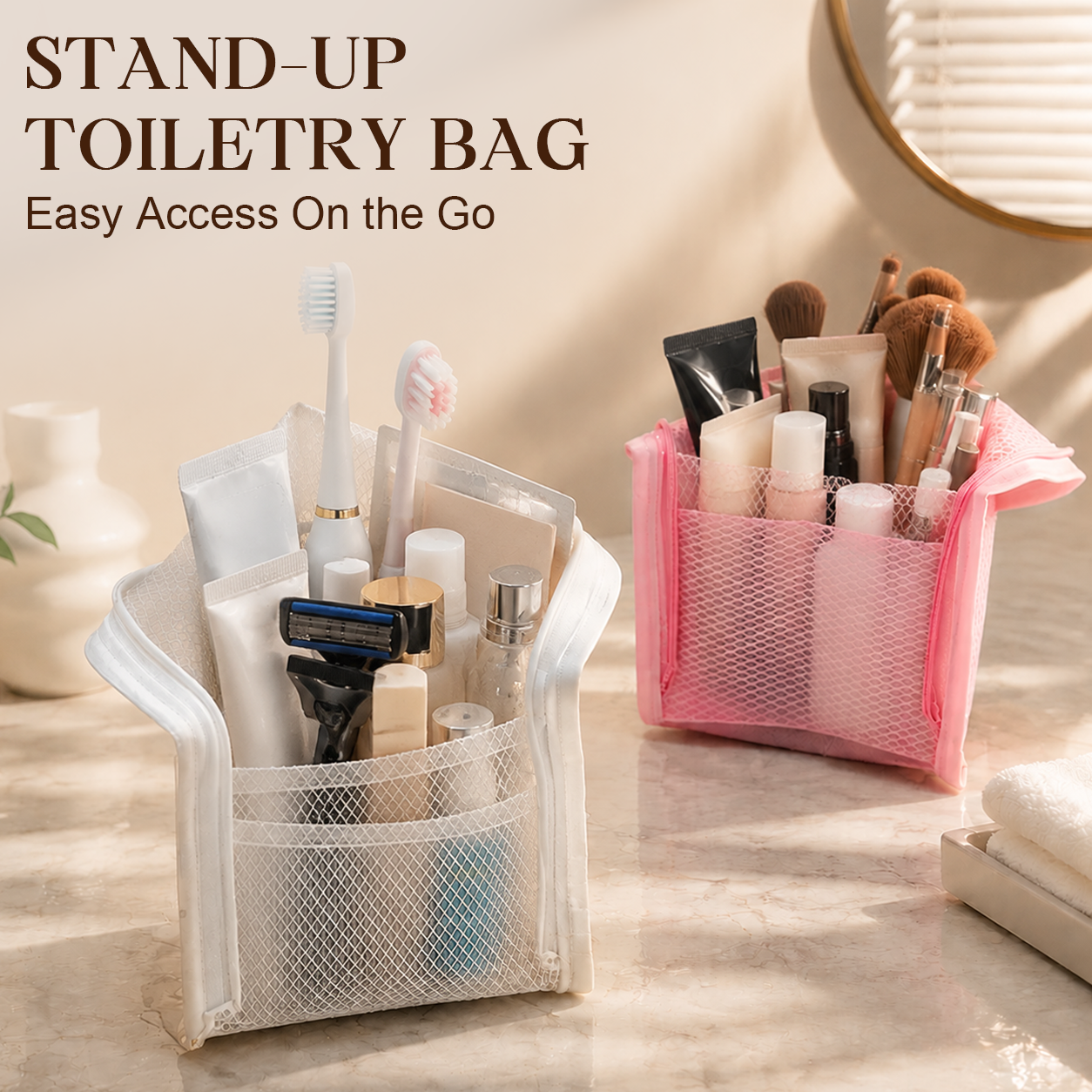 ⏰ Limited-Time Deal | Portable Stand-Up Makeup & Toiletry Organizer Bag
