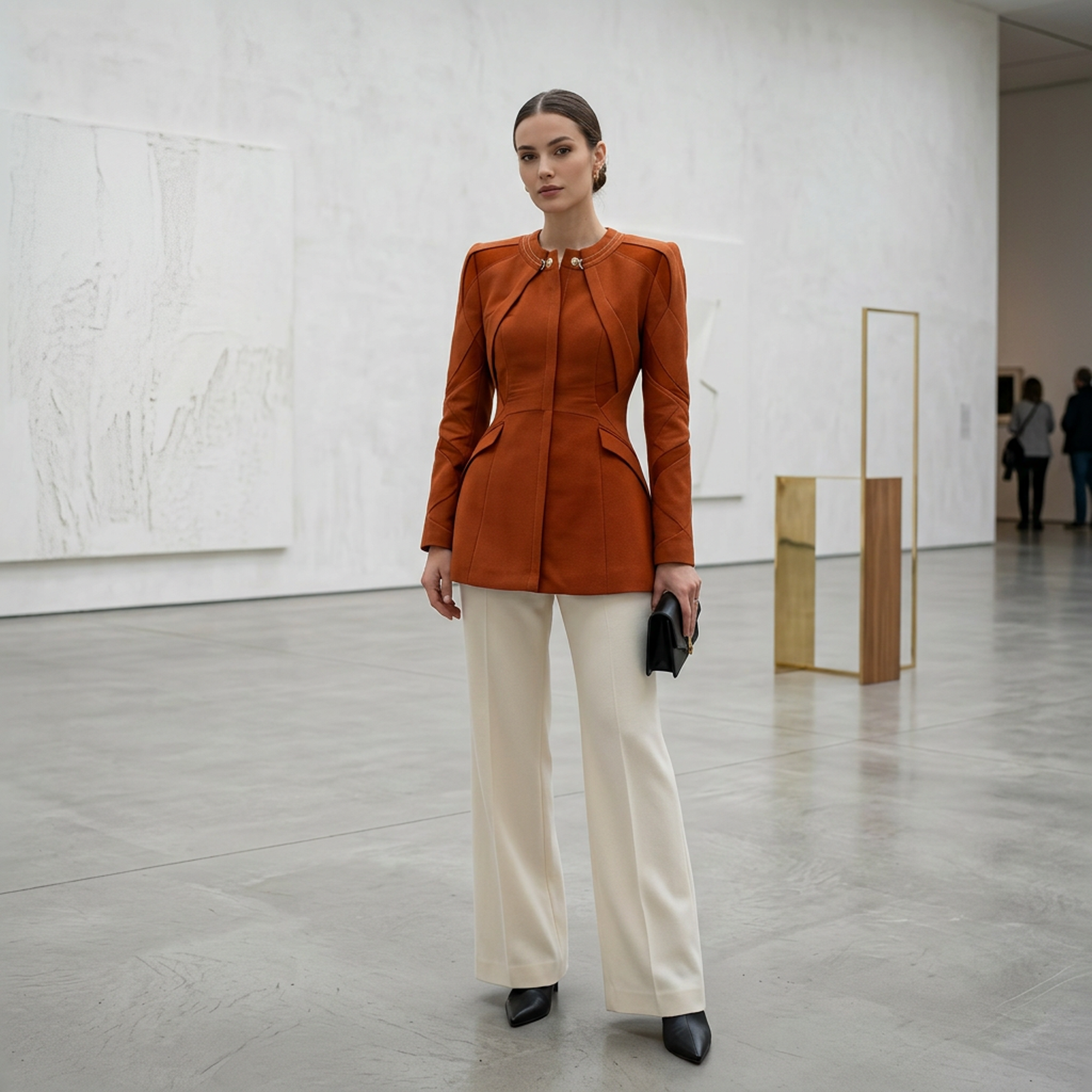 Burnt Orange Sculptural Peplum Jacket