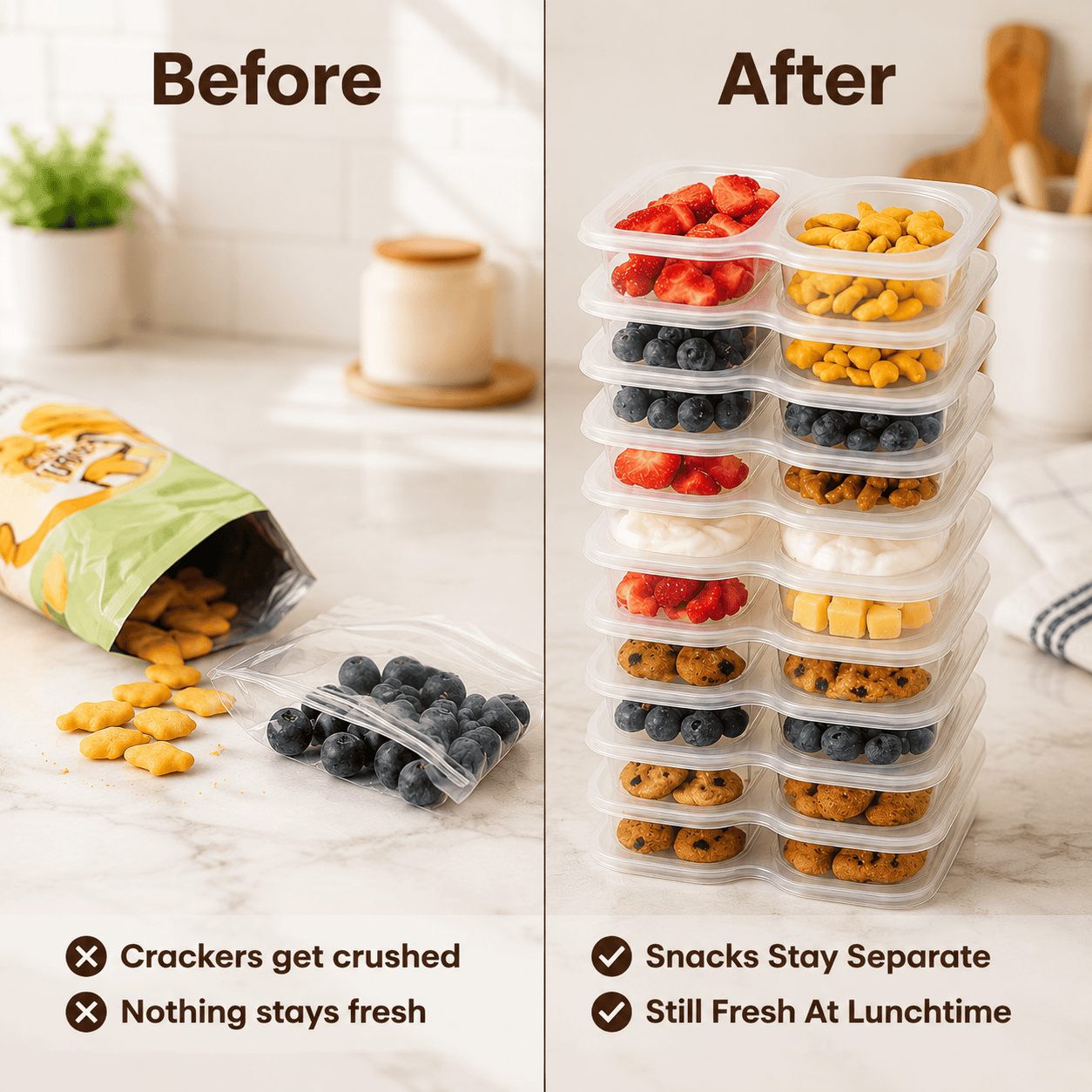 2-Compartment Disposable Snack Containers