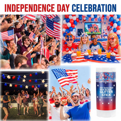 🎉 4th of July Glitter Stick – Red, White & Blue Body & Hair Sparkle 1