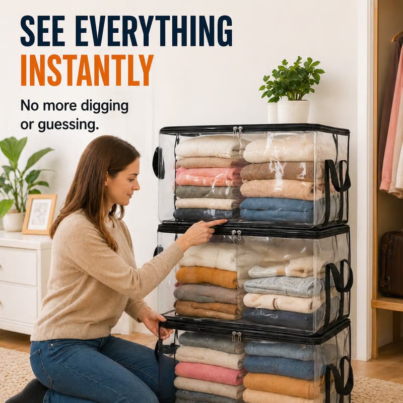 🎁Sale 49% OFF📦Large Heavy-Duty Thick Plastic Clear Storage Bag for Clothes, Moving & Storage