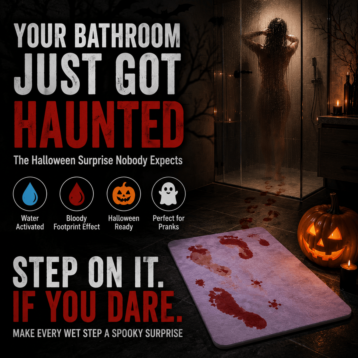 Water-Activated Bloody Bath Mat