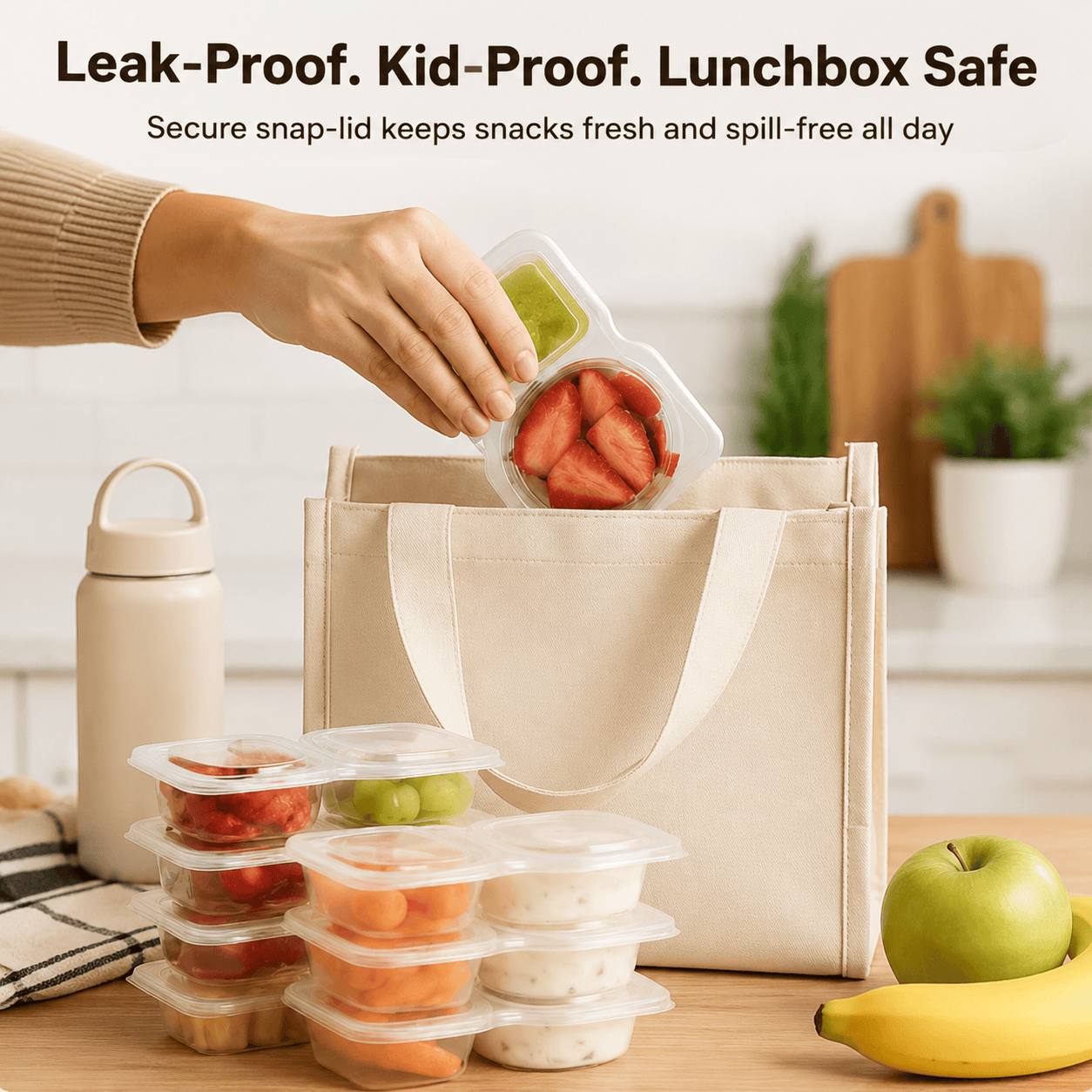 2-Compartment Disposable Snack Containers