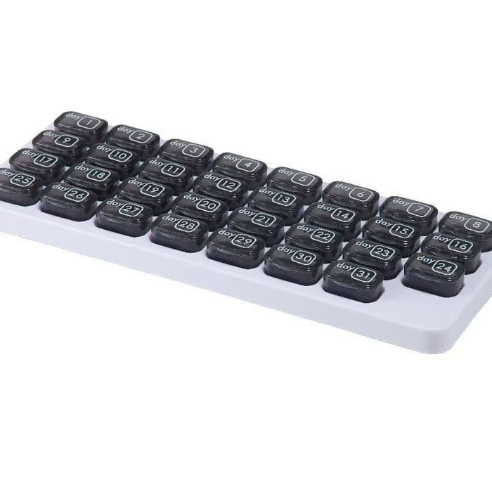 💊Monthly Pill Organizer with Lid - Arthritis-Friendly Easy-Open Lids 31 Removable Daily Pill Pods Date Reminder & Travel Case for Vitamins & Medications