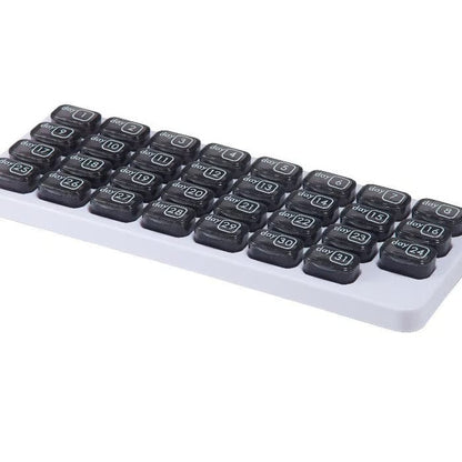 💊Monthly Pill Organizer with Lid - Arthritis-Friendly Easy-Open Lids 31 Removable Daily Pill Pods Date Reminder & Travel Case for Vitamins & Medications