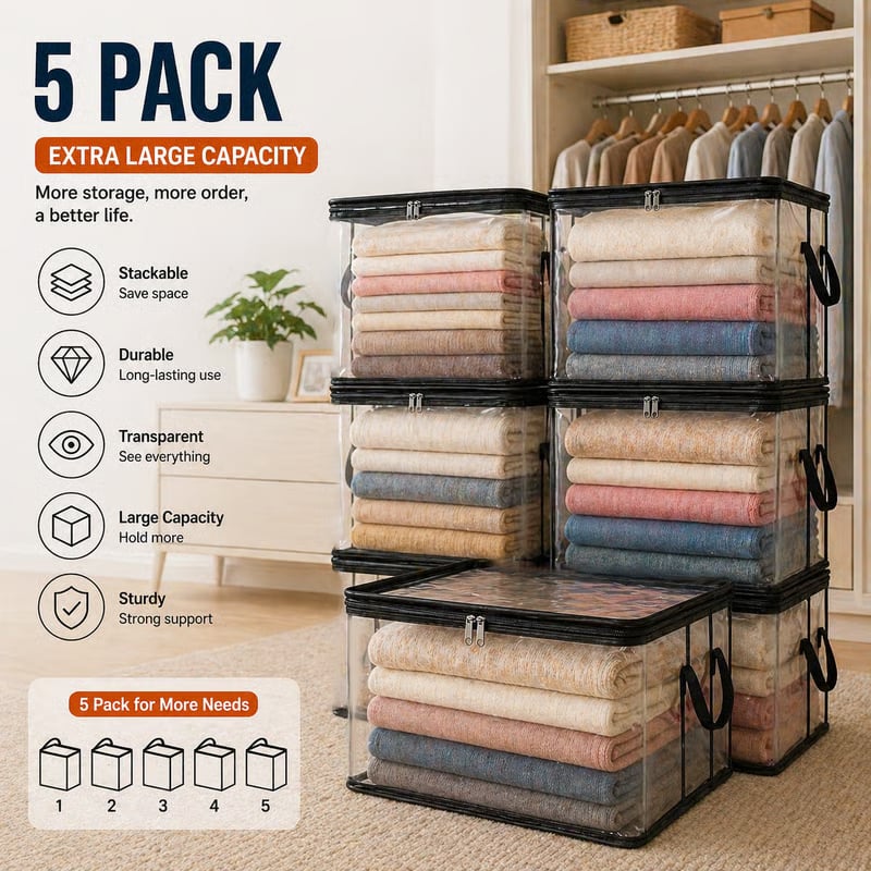 🎁Sale 49% OFF📦Large Heavy-Duty Thick Plastic Clear Storage Bag for Clothes, Moving & Storage