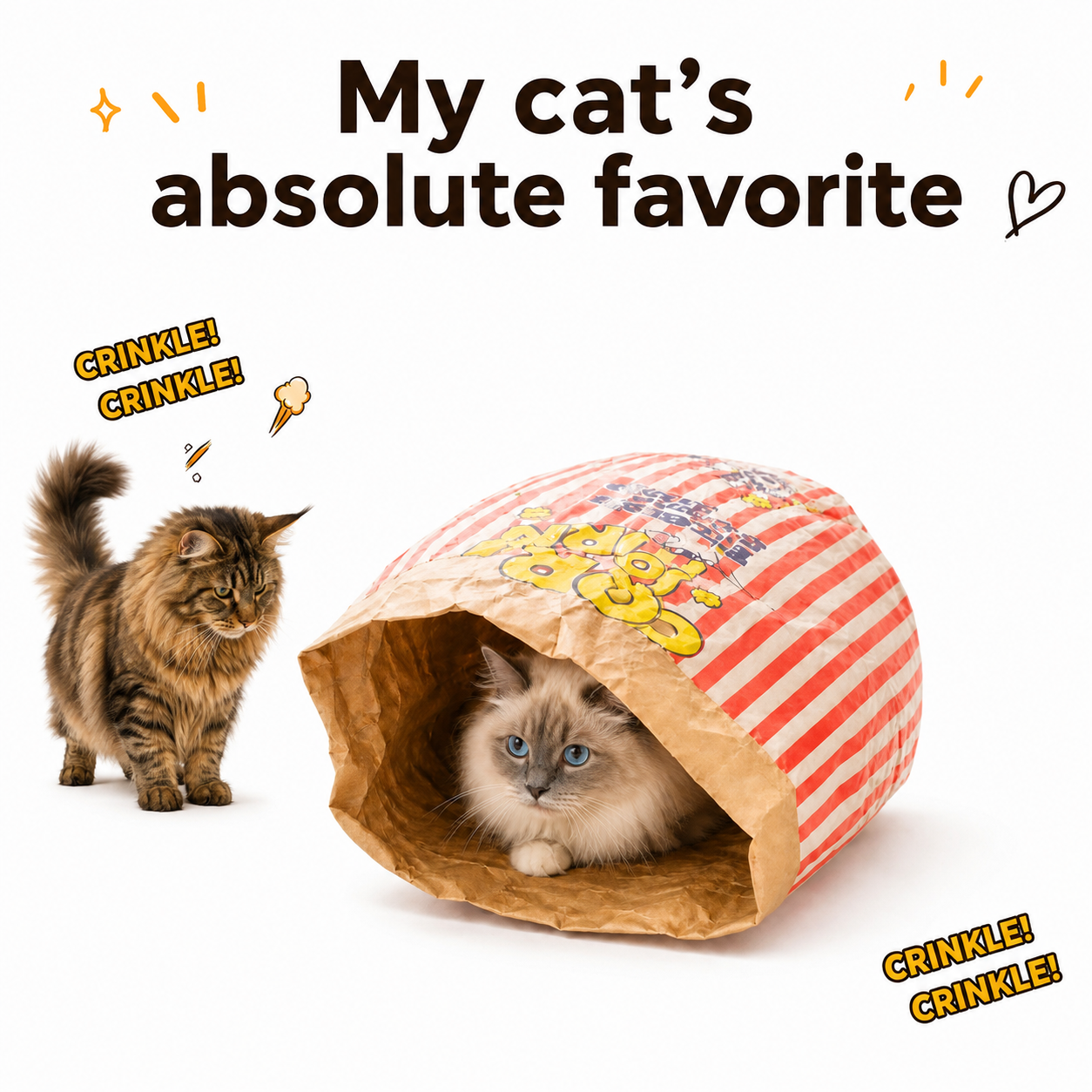 Large Double-Layer Kraft Paper Crinkle Bag Cat Toy