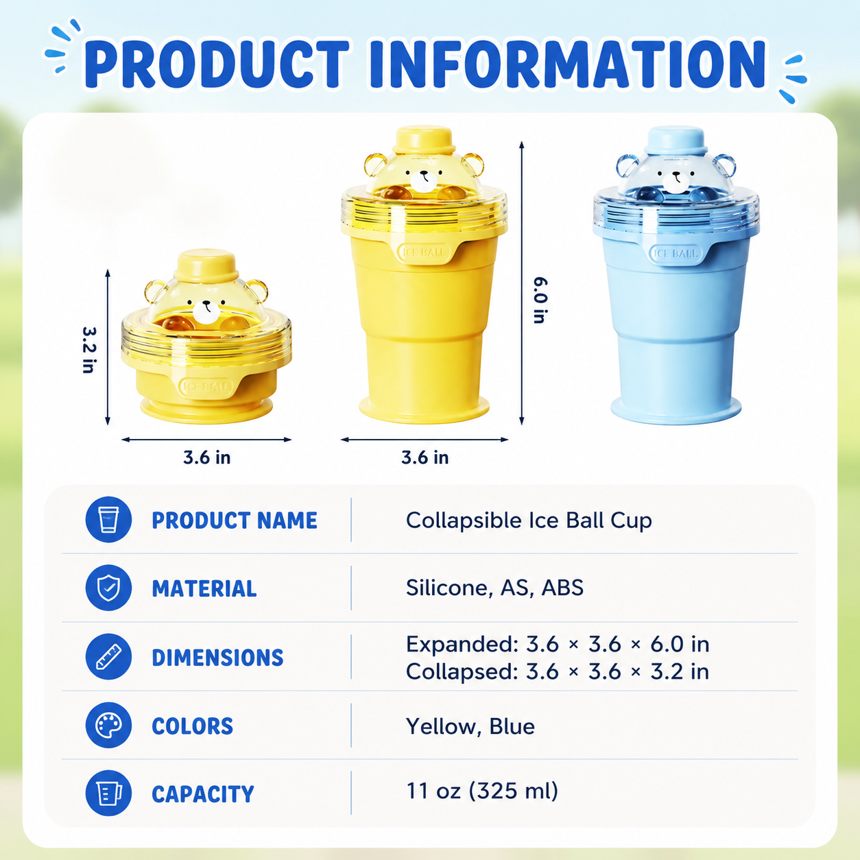 2-in-1 Foldable Ice Ball Cup with Built-in Straw