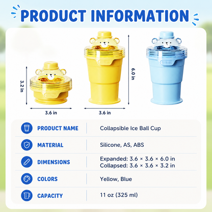 2-in-1 Foldable Ice Ball Cup with Built-in Straw