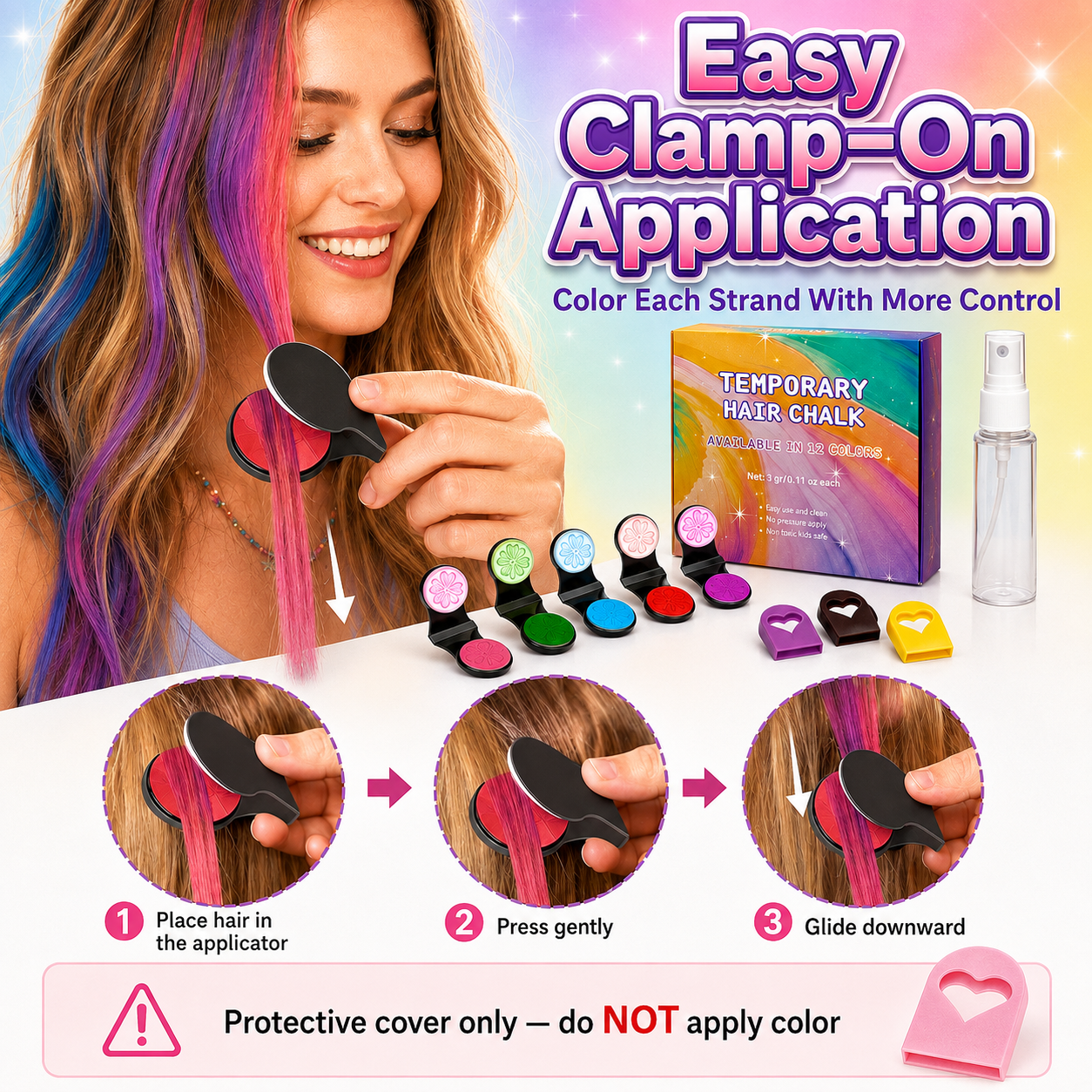 ⏳🔥LIMITED-TIME 50% OFF! ⏰🌈 12-Color Temporary Hair Chalk Applicator Set