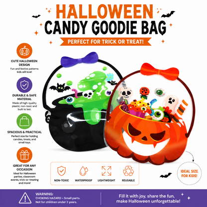 Halloween Pumpkin & Cauldron Treat Bags for Kids – Reusable Trick-or-Treat Candy Goodie Bags