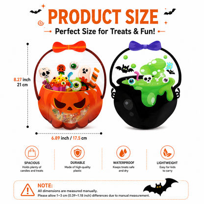 Halloween Pumpkin & Cauldron Treat Bags for Kids – Reusable Trick-or-Treat Candy Goodie Bags