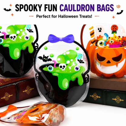 Halloween Pumpkin & Cauldron Treat Bags for Kids – Reusable Trick-or-Treat Candy Goodie Bags